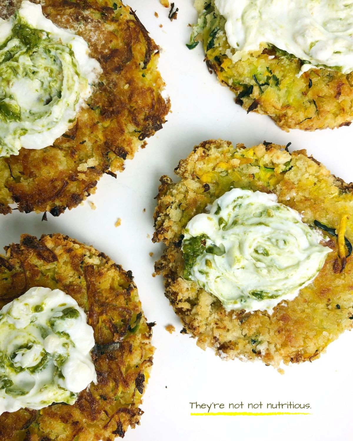 Top-down view of baked Zucchini Fritters