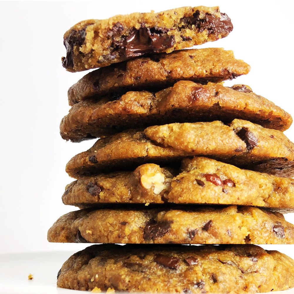 Vegan Brown Butter Chocolate Chip Cookies stacked