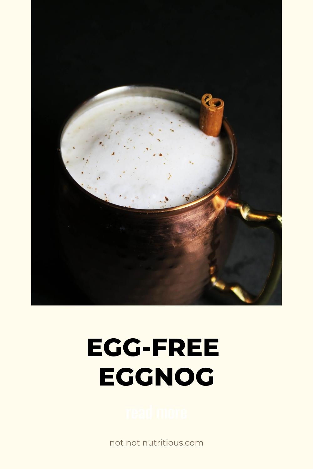 Pin for Egg-Free Eggnog with eggnog in a copper mug