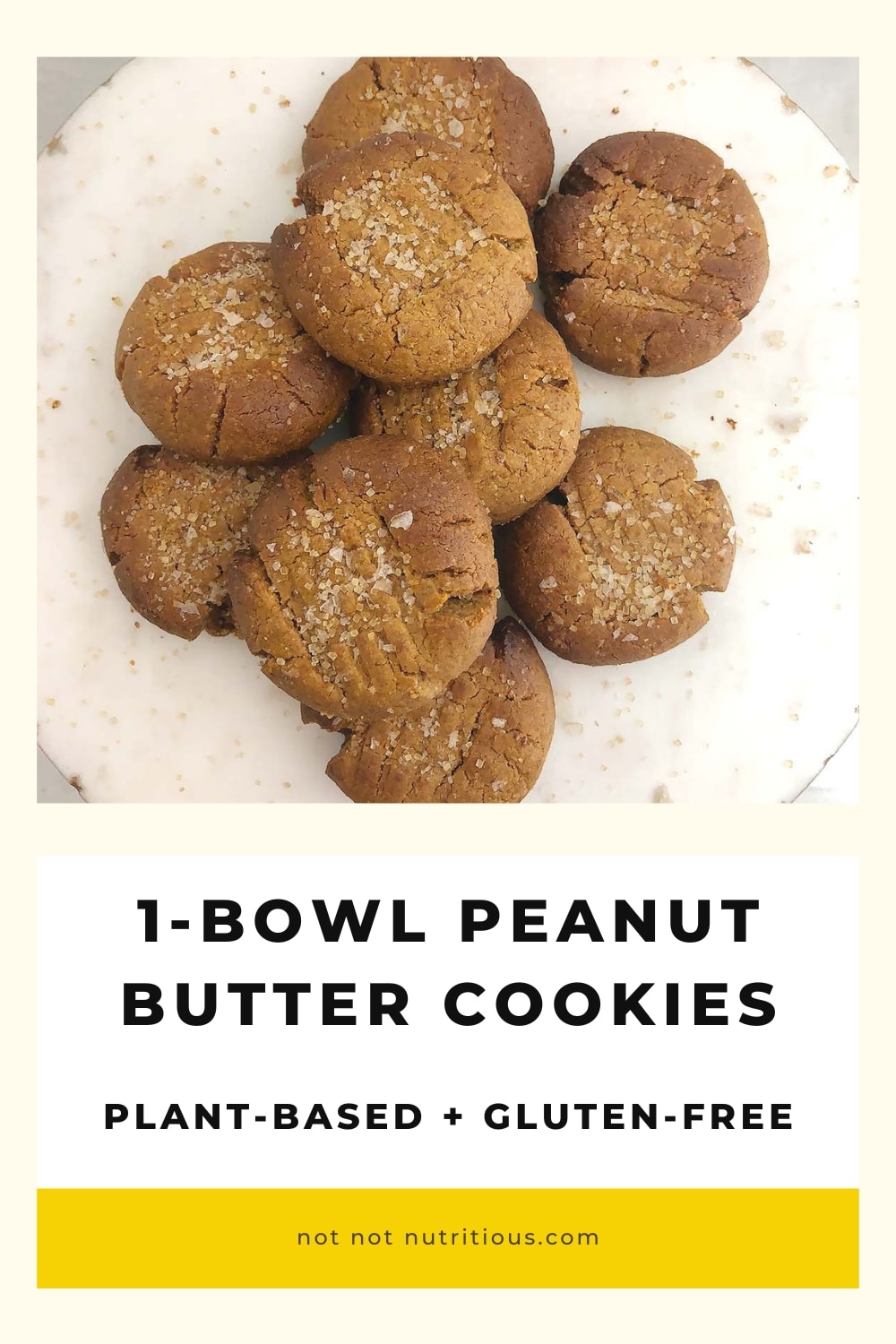 Pin for 1-Bowl Peanut Butter Cookies, plant-based and gluten-free