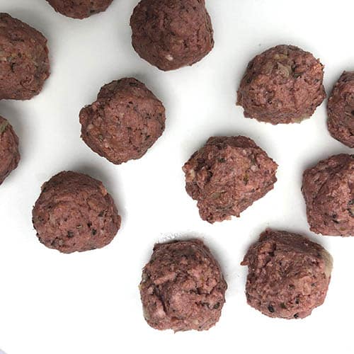 Top-down shot of Beyond Meat Meatballs before frying or baking