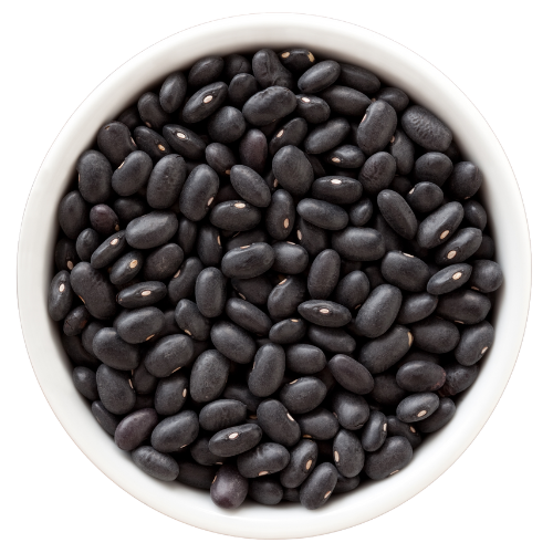 Top down view of uncooked black beans